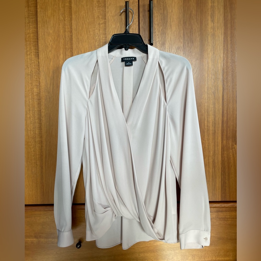 Trouve Cream Wrap Blouse